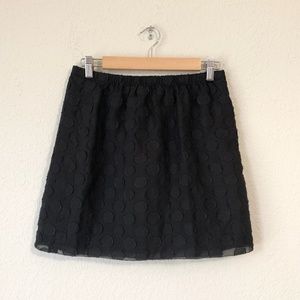 J. CREW Black Silk Linen Blend Polka Dot Mini Skirt Lined